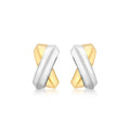 9K 2-Coloured Gold Crossover 'Kiss' Stud Earrings
