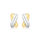 9K 2-Coloured Gold Crossover 'Kiss' Stud Earrings