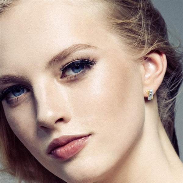 9K 2-Coloured Gold Crossover 'Kiss' Stud Earrings