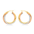 9K 3-Colour Gold 28mm Twist Creole Hoop Earrings