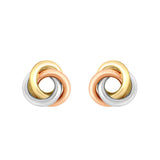 9K 3-Colour Gold 3 Ring Knot Stud Earrings