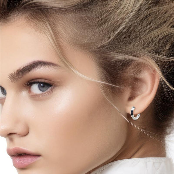 9K White Gold Creole Hoop Earrings