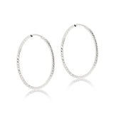 9K White Gold Diamond Cut Faceted Creole Earrings
