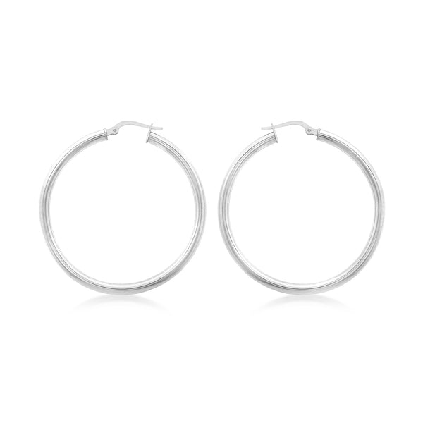9K White Gold 40mm Creole Hoop Earrings