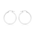 9K White Gold Rectangular-Tube 23.5mm Creole Hoop Earrings