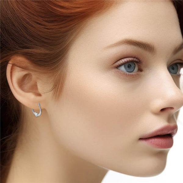 9K White Gold Heart Creole Hoop Earrings