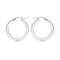 9K White Gold Square-Tube 26mm Creole Hoop Earrings