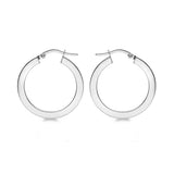 9K White Gold Square-Tube 26mm Creole Hoop Earrings