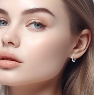 9K White Gold Marquise CZ Creole Hoop Earrings