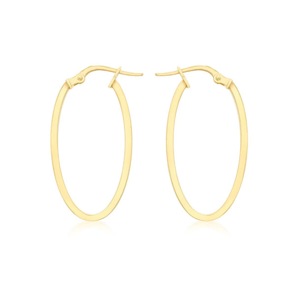 9K Yellow Gold 14mm X 30mm Oval Creole Hoop Earrings