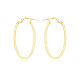 9K Yellow Gold 14mm X 30mm Oval Creole Hoop Earrings
