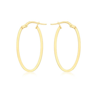 9K Yellow Gold 14mm X 30mm Oval Creole Hoop Earrings