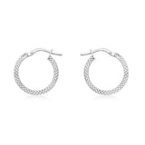 9K White Gold 15mm Cobra-Textured Creole Hoop Earrings