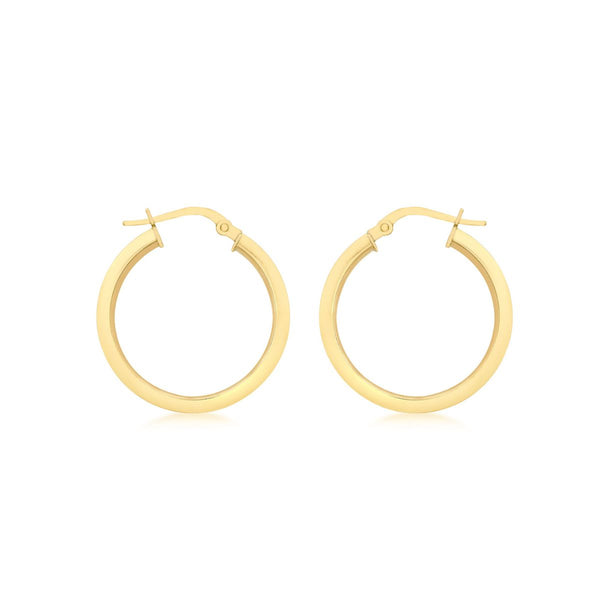 9K Yellow Gold Square-Tube 22mm Hoop Earrings