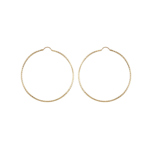 9K Yellow Gold 70mm Diamond Cut Hoop Earrings