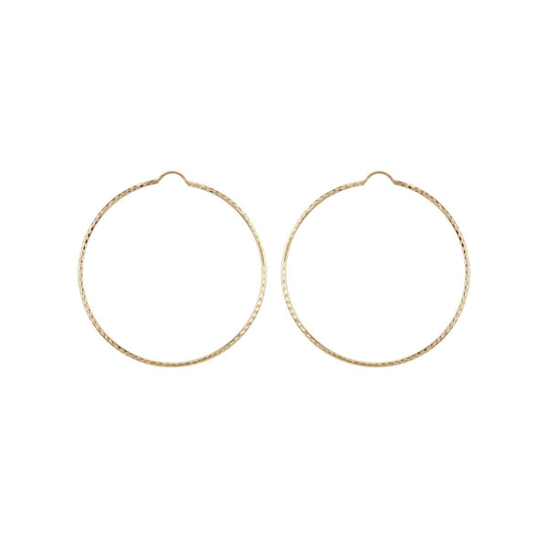 9K Yellow Gold 80mm Diamond Cut Hoop Earrings
