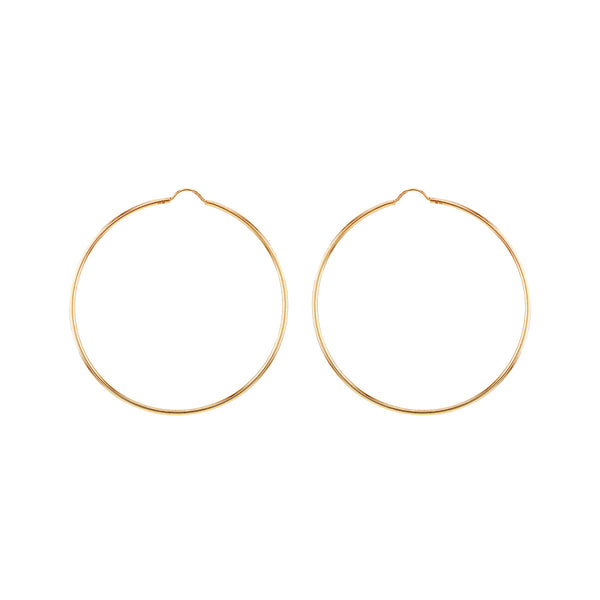 9K Yellow Gold 80mm Plain Hoop Earrings
