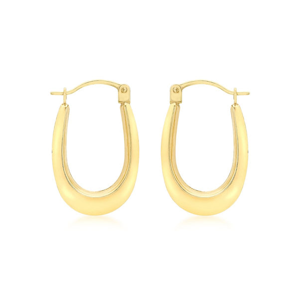 9K Yellow Gold 12mm X 19mm Oval Creole Hoop Earrings