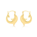 9K Yellow Gold 16mm X 19mm Dolphin Creole Hoop Earrings