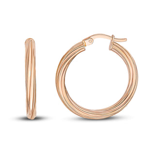 9K Rose Gold 26mm Twisted Hoop Earrings