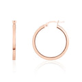 9K Rose Gold 25mm Plain Square Hoop Earrings