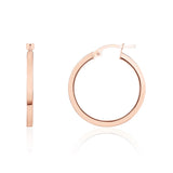 9K Rose Gold 25mm Plain Square Hoop Earrings