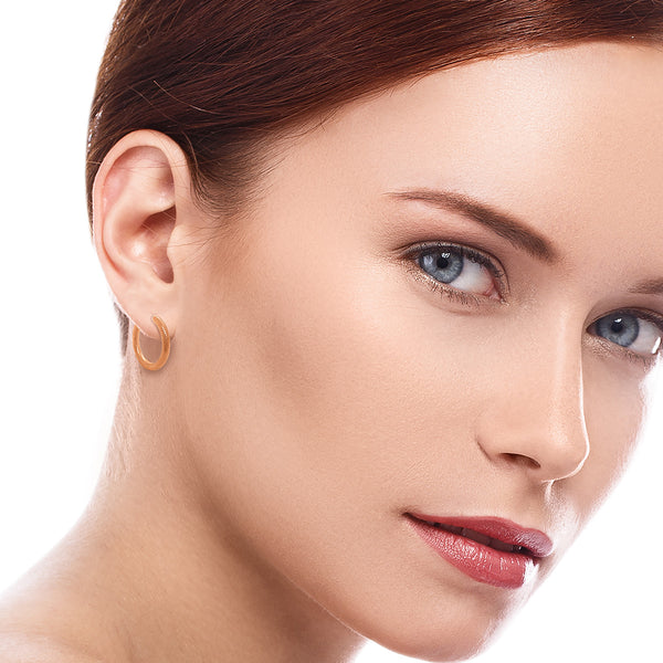 9K Rose Gold Dimple Facet Hoop Earrings