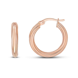 9K Rose Gold 21mm Twisted Hoop Earrings