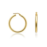 9K Yellow Gold Plain 25mm Hoop Earrings