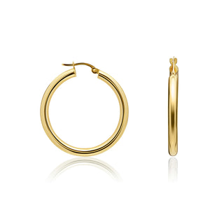 9K Yellow Gold Plain 25mm Hoop Earrings