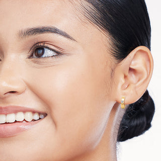 9K Yellow Gold 14.5mm Rivet Hoop Earrings