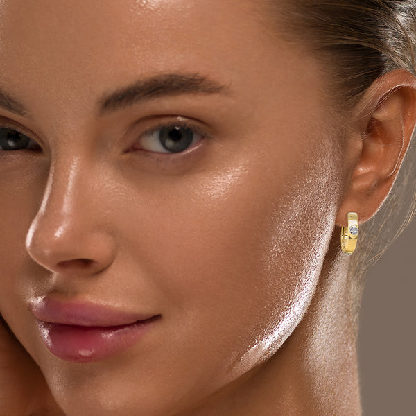9K Yellow Gold 19mm Rivet Hoop Earrings
