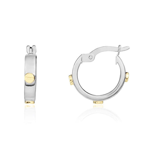 9K White Gold 14.5mm Rivet Hoop Earrings