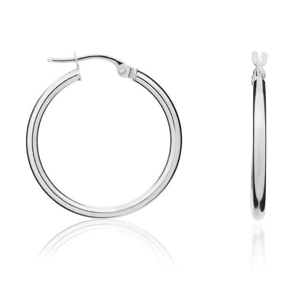 9K White Gold 23mm Plain Hoop Earrings