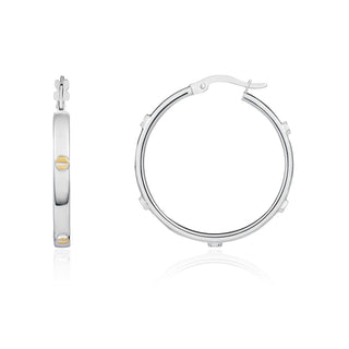 9K White Gold 28mm Rivet Hoop Earrings