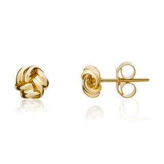 9K Yellow Gold Knotted Ribbon Stud Earrings