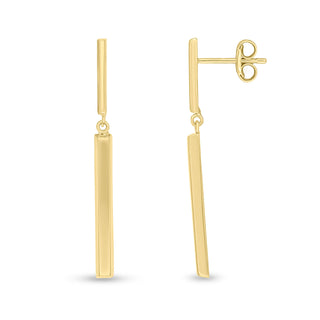 9K Yellow Gold Bar Drop Earrings
