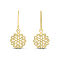9K Yellow Gold Filigree Flower Drop Earrings