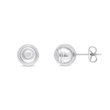 9K White Gold 8mm Ripple Ball Stud Earrings
