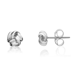 9K White Gold Knotted Ribbon Stud Earrings