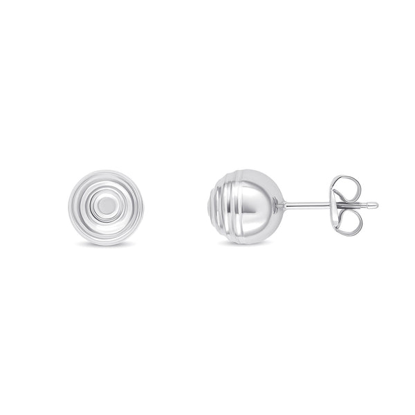 9K White Gold 7mm Ripple Ball Stud Earrings