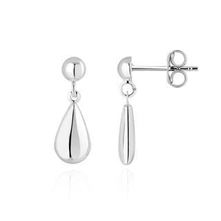 9K White Gold Pear Shaped Drop Earring