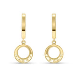 9K Yellow Gold Circle Drop Earrings