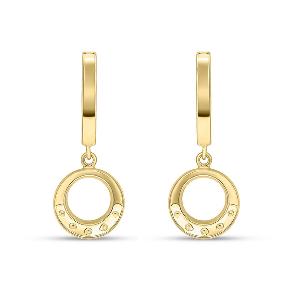 9K Yellow Gold Circle Drop Earrings