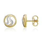 9K Yellow Gold Wave Stud Earrings