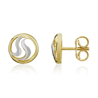9K Yellow Gold Wave Stud Earrings