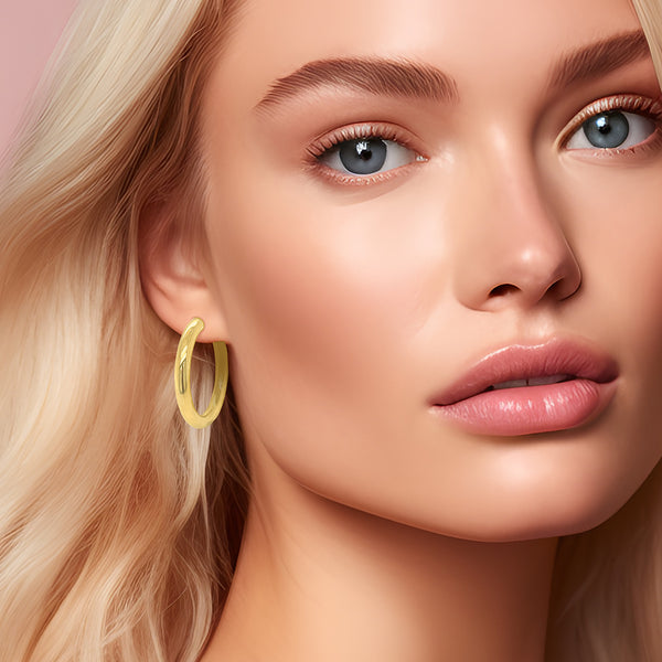 9K Yellow Gold 25mm Hoop Earrings