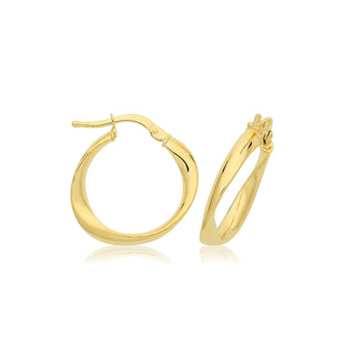 9K Yellow Gold 15mm Gentle Twist Hoop Earrings