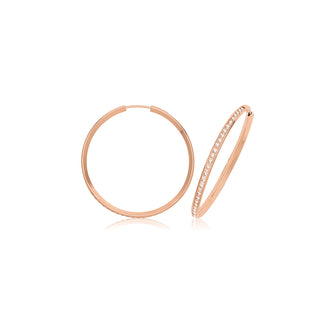 9K Rose Gold 30mm Thin CZ Hoops