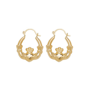 9K Yellow Gold Babies’ Claddagh Hoop Earrings
